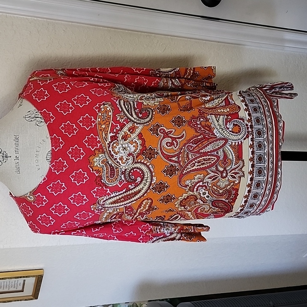 Chico's Paisley Print 3/4 Length Sleeves Top
